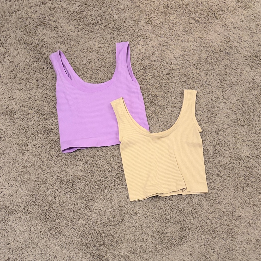 Stylish Purple and Cream Women's Crop Tops